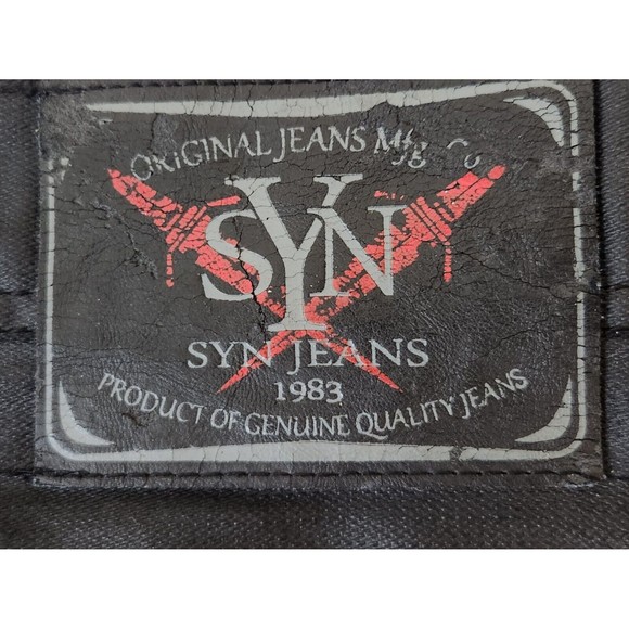SYN Jeans Mens 44x32 Straight Leg Dark Black Denim Button Pockets 312-322 19F - Picture 10 of 13
